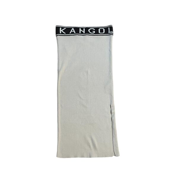 Kangol Skirt Womens Size 6 Knit Midi Black White Logo Slimming Minimalist Look - Picture 2 of 6